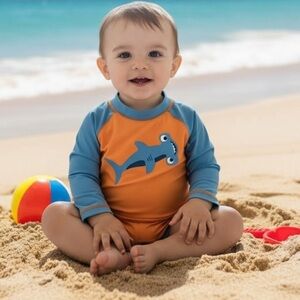 Gymboree Boys Rash Guard Swim Cover Up Shirt Size 6-12 Months